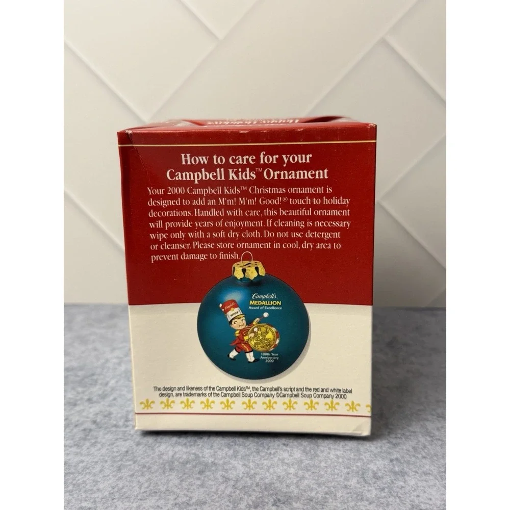 2000 Campbells Soup Collectors Edition Medallion 100th Anniv Ornament w/Box